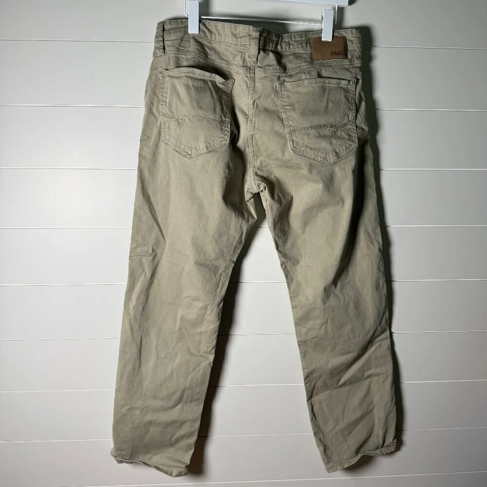 Mavi Matt Relaxed Straight Leg Twill Pants Mens 36x30 Khaki Casual Trousers